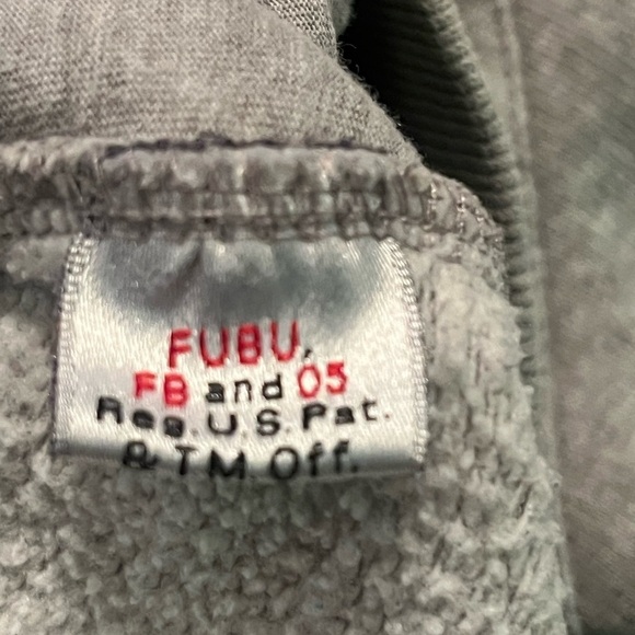 Y2K Platinum Fubu Sz L Spell Out Logo Gray Hoodie Sweatshirt - Picture 9 of 10